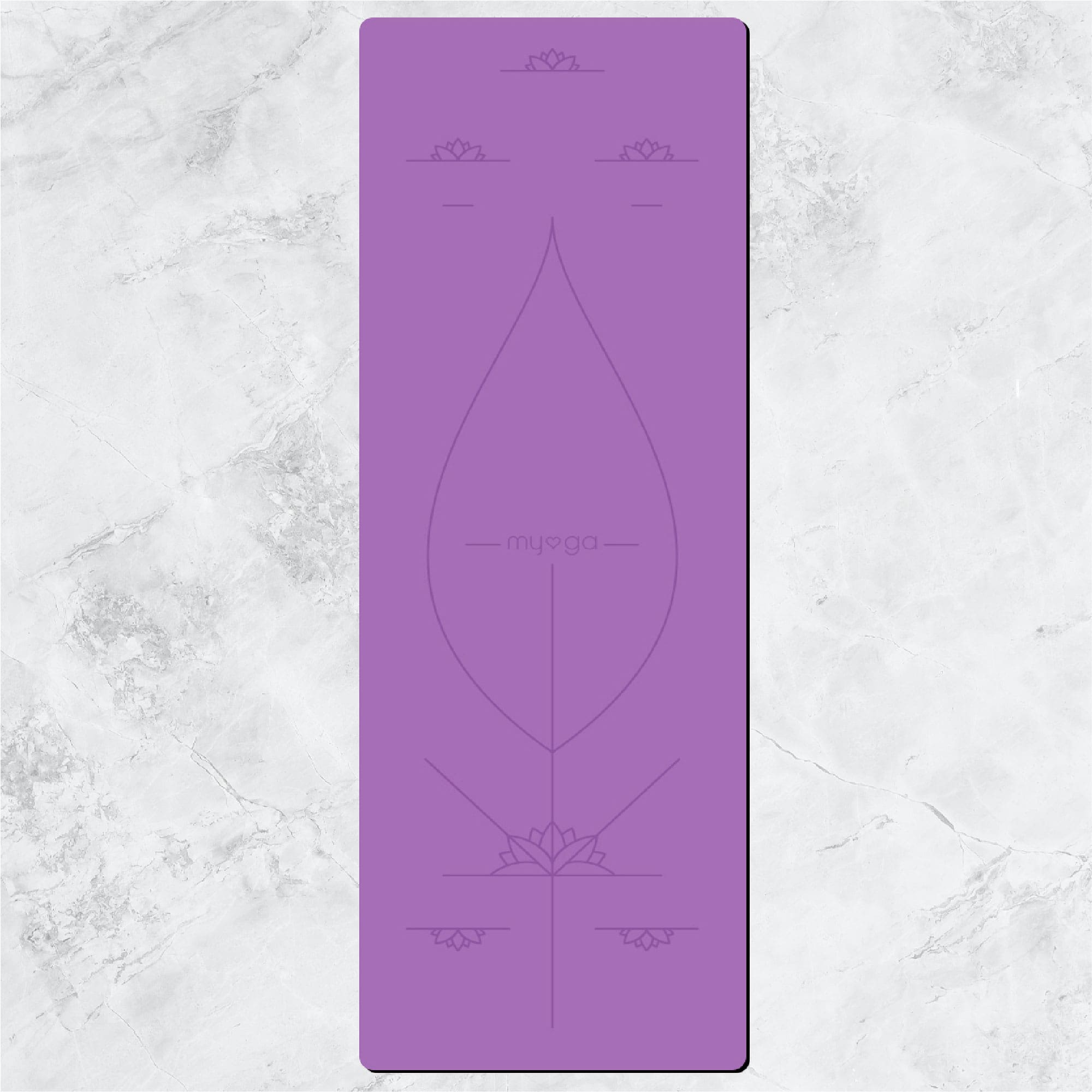 Extra Large Purple Lotus Alignment Yoga Mat www.myga.eco