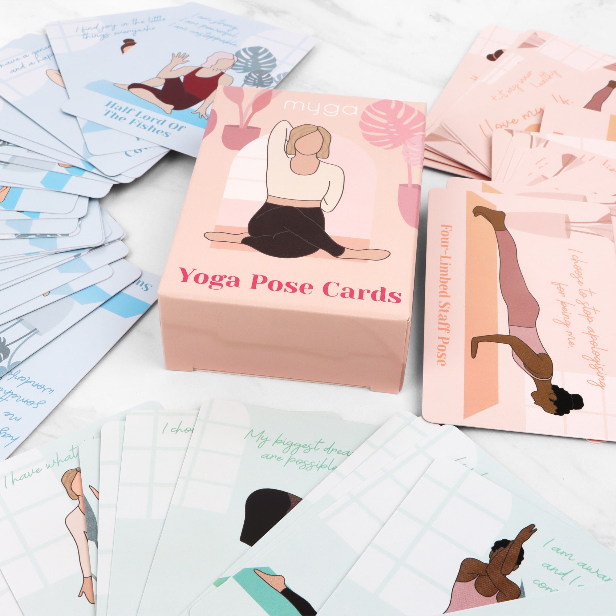 Printable Yoga Cards With Stick-Figures - Yoga Paper