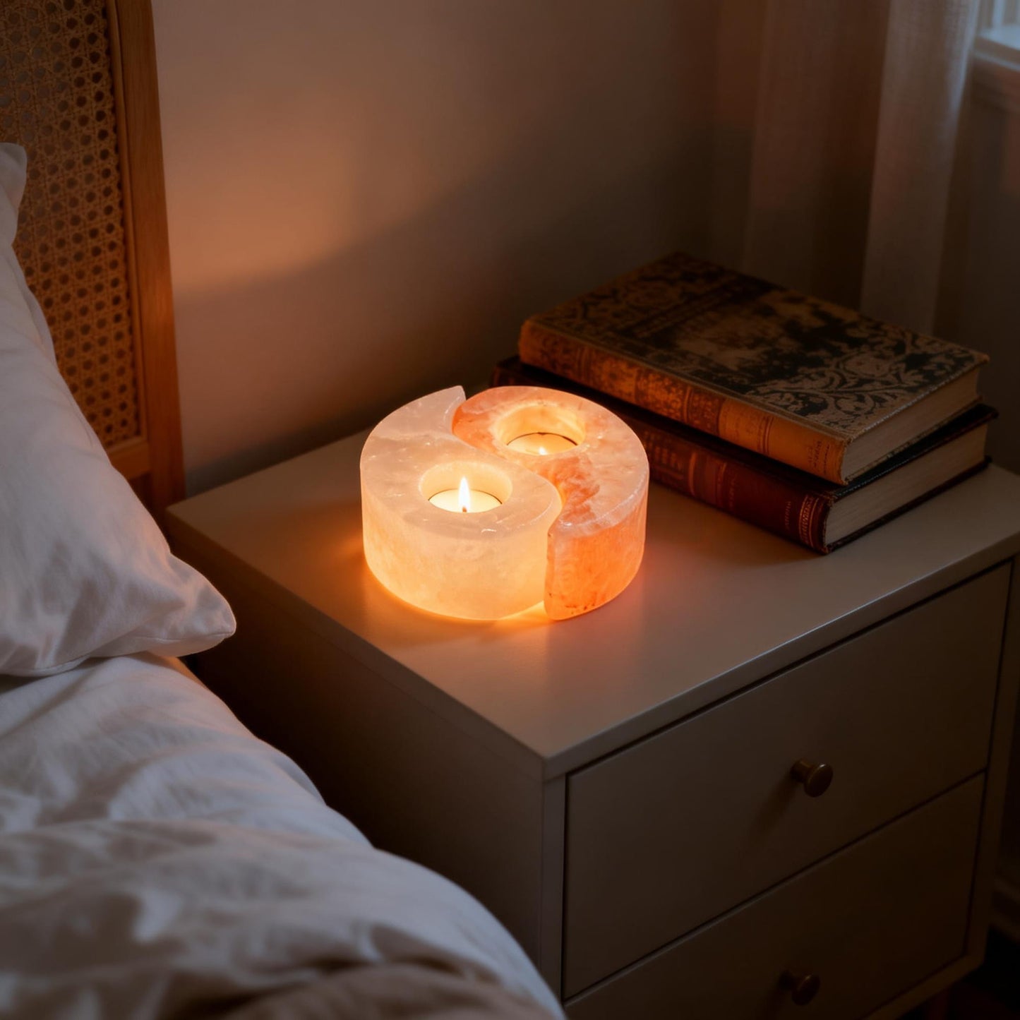 Yin & Yang Himalayan Salt Tealight Holder