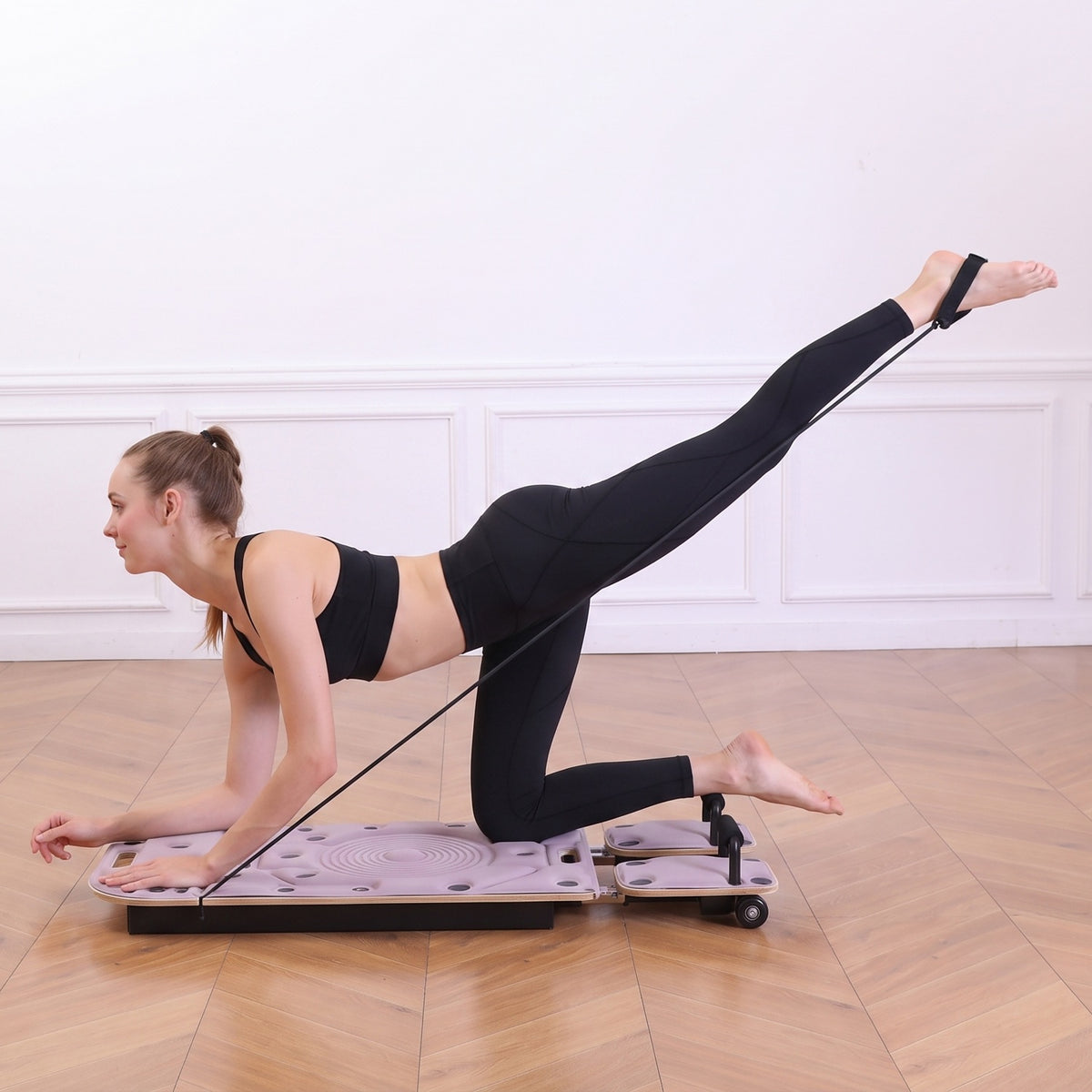 Wooden Pilates Reformer with Massage Roller